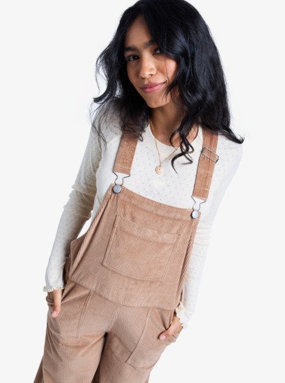 roxy, Trailblazer Overall - Salopette en velours côtelé pour Femme, WOODSMOKE (cma0) Trailblazer Overall - Cotton Corduroy Dungarees for Women  ERJWO03022