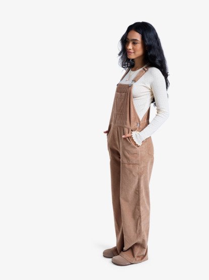 roxy, Trailblazer Overall - Salopette en velours côtelé pour Femme, WOODSMOKE (cma0) Trailblazer Overall - Cotton Corduroy Dungarees for Women  ERJWO03022