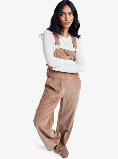 roxy, Trailblazer Overall - Salopette en velours côtelé pour Femme, WOODSMOKE (cma0) Trailblazer Overall - Cotton Corduroy Dungarees for Women  ERJWO03022