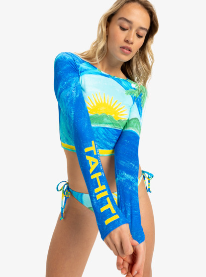roxy, Atlas - Langärmliges Surf-Top mit Cropped Fit für Frauen, SKYWAY (bfb0) Atlas - Long Sleeves Crop Surf Top for Women  ERJWR03847