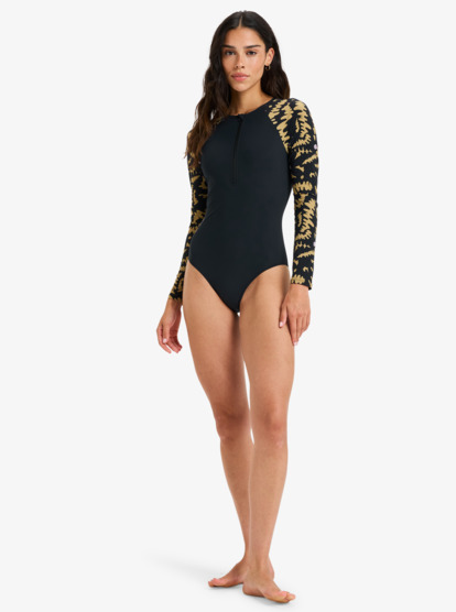 roxy, Roxy Active - Langärmliger Springsuit mit Front Zip für Frauen, ANTHRACITE BIG FLOWERS (kvj3) Roxy Active - Long Sleeve Front Zip One-Piece for Women  ERJWR03868
