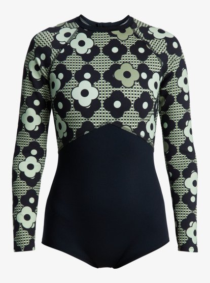 roxy, Roxy Pro Wave - Long Sleeve Back Zip Shorty Rash Vest for Women, ANTHRACITE ROXY PRO (kvj2) Roxy Pro Wave - Long Sleeve Back Zip Shorty Rash Vest for Women  ERJWR03869