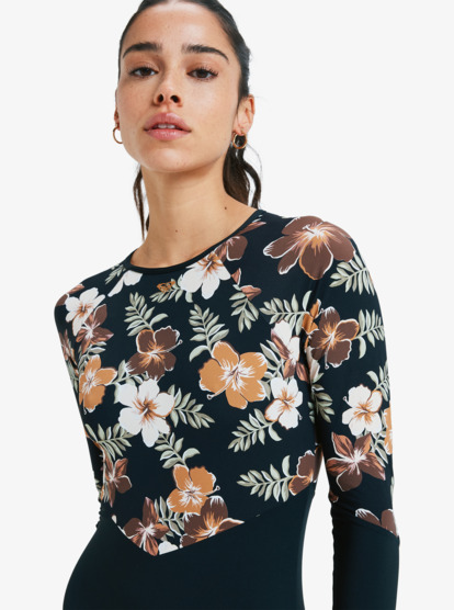 roxy, Fashion - Langärmliger Badeanzug für Frauen, ALMOND TROPICAL FEELS (cmd7) Fashion - Long Sleeve One-Piece Swimsuit for Women  ERJWR03887