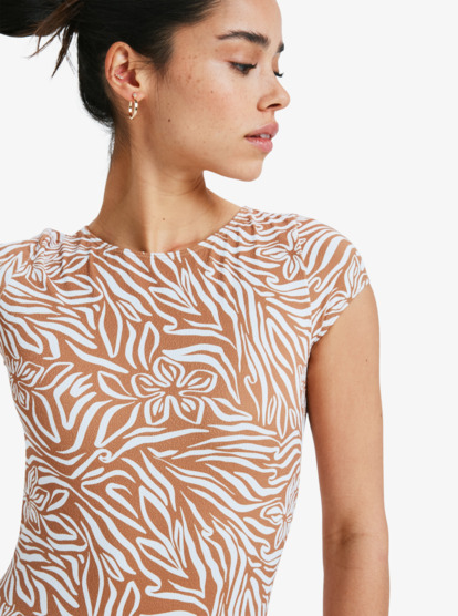 roxy, Wild Thang - Badeanzug mit kurzen Ärmeln für Frauen, ALMOND WILD THANG SWIM (cmd9) Wild Thang - Short Sleeve One-Piece Swimsuit for Women  ERJWR03891