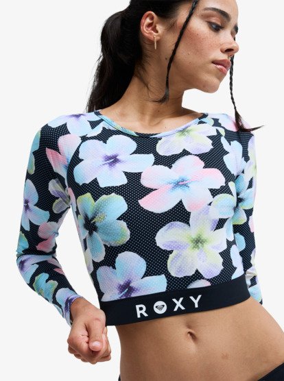 Roxy Active - Long Sleeve Cropped Rash Vest for Women  ERJWR03926