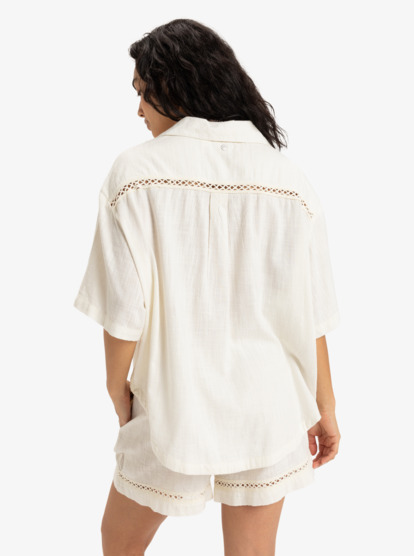 roxy, Bisous Fancy - Übergroßes Kurzärmliges Hemd für Frauen, EGRET (wbs0) Bisous Fancy - Oversized Short Sleeve Shirt for Women  ERJWT03690