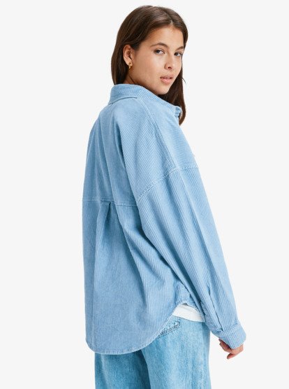 roxy, Kick Back Washed - Veste oversize en velours côtelé pour Femme, BLUE BLIZZARD (bkj0) Kick Back Washed - Oversized Corduroy Jacket for Women  ERJWT03697