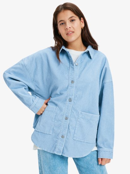 roxy, Kick Back Washed - Veste oversize en velours côtelé pour Femme, BLUE BLIZZARD (bkj0) Kick Back Washed - Oversized Corduroy Jacket for Women  ERJWT03697