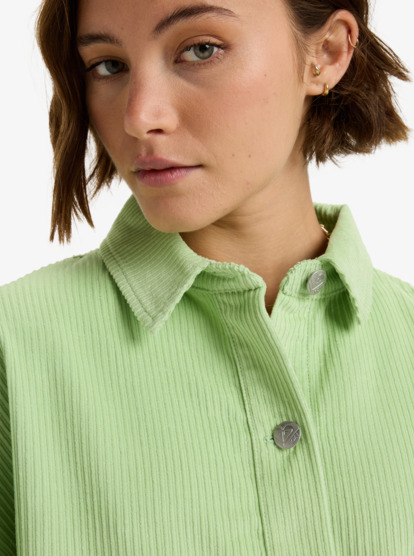 roxy, Kick Back Washed - Corduroy Jack met knoopsluiting voor Dames, PISTACHIO GREEN (ged0) Kick Back Washed - Oversized Corduroy Jacket for Women  ERJWT03697