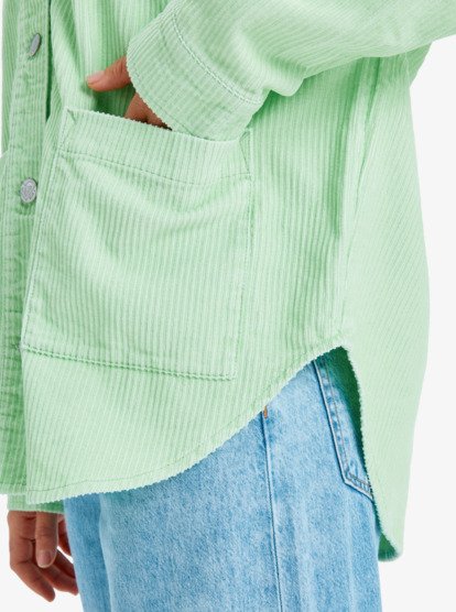 roxy, Kick Back Washed - Corduroy Jack met knoopsluiting voor Dames, PISTACHIO GREEN (ged0) Kick Back Washed - Oversized Corduroy Jacket for Women  ERJWT03697