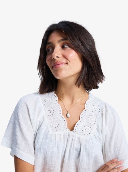 roxy, Paradise Lagoon - Blouse manches courtes pour Femme, EGRET (wbs0) Paradise Lagoon - Short Sleeve Blouse for Women  ERJWT03705