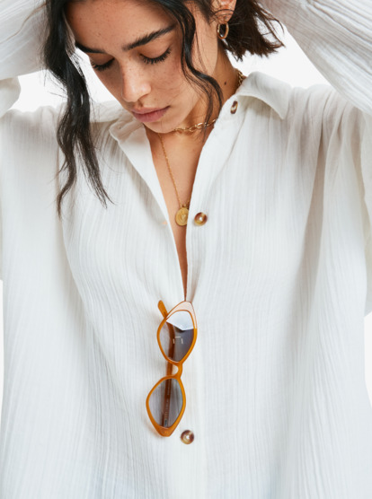 roxy, Morning Time - Camicia a Maniche Lunghe da Donna, BRIGHT WHITE (wbb0) Morning Time - Long Sleeve Shirt for Women  ERJWT03725