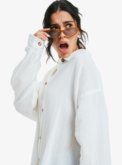roxy, Morning Time - Camicia a Maniche Lunghe da Donna, BRIGHT WHITE (wbb0) Morning Time - Long Sleeve Shirt for Women  ERJWT03725