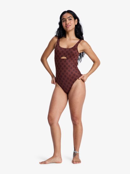 roxy, Roxy Pro - Badeanzug für Frauen, CHOCOLATE PLUM POLKABISCUS (xckc) Roxy Pro - One-Piece Swimsuit for Women  ERJX103725