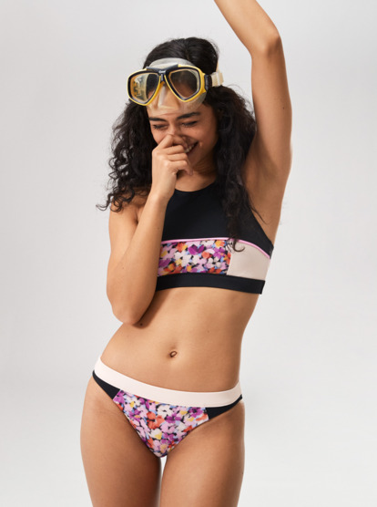 roxy, Roxy Active - Crop Bikini Top voor Dames, ANTHRACITE SWIM BLOOMS (xkmn) Roxy Active - Crop Bikini Top for Women  ERJX305136