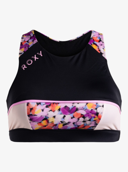 roxy, Roxy Active - Crop Bikini Top voor Dames, ANTHRACITE SWIM BLOOMS (xkmn) Roxy Active - Crop Bikini Top for Women  ERJX305136