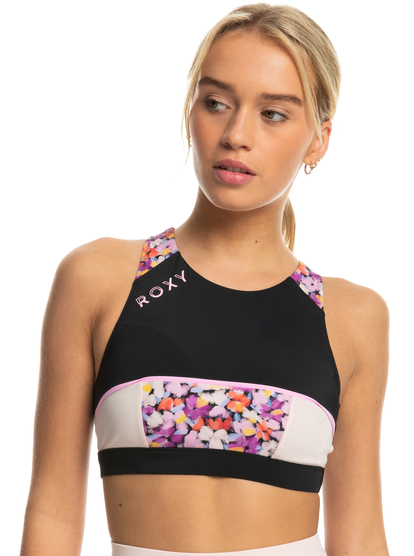 roxy, Roxy Active - Crop Bikini Top voor Dames, ANTHRACITE SWIM BLOOMS (xkmn) Roxy Active - Crop Bikini Top for Women  ERJX305136