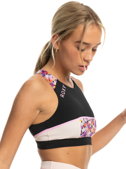 roxy, Roxy Active - Crop Bikini Top voor Dames, ANTHRACITE SWIM BLOOMS (xkmn) Roxy Active - Crop Bikini Top for Women  ERJX305136