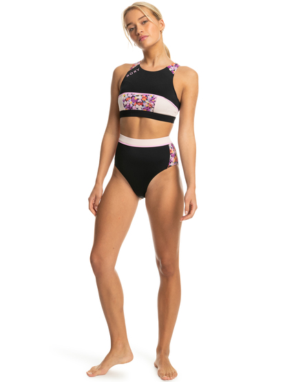 roxy, Roxy Active - Crop Bikini Top voor Dames, ANTHRACITE SWIM BLOOMS (xkmn) Roxy Active - Crop Bikini Top for Women  ERJX305136
