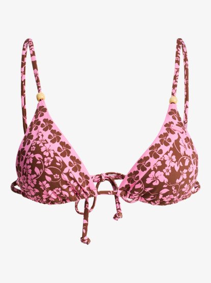 roxy, Kerlina Tiki Tri - Triangle Bikini Top for Women, TIRAMISU KERLINA BORDER (xcmc) Kerlina Tiki Tri - Triangle Bikini Top for Women  ERJX305579
