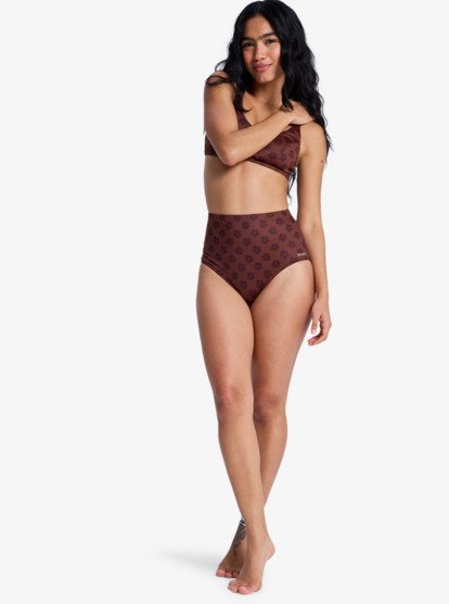 roxy, Roxy Pro  - Bas de maillot de bain emboîtant Femme, CHOCOLATE PLUM POLKABISCUS (xckc) Roxy Pro - Medium Coverage Bikini Bottoms for Women  ERJX405039
