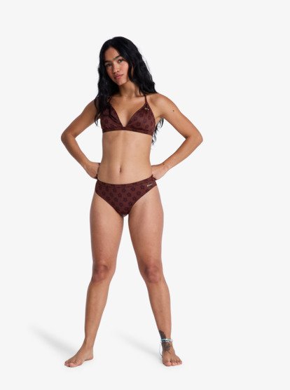 roxy, Roxy Pro  - Bas de maillot de bain Cheeky Femme, CHOCOLATE PLUM POLKABISCUS (xckc) Roxy Pro - Cheeky Bikini Bottoms for Women  ERJX405041