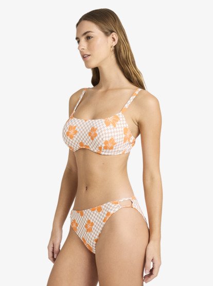 roxy, Mini Hula - Parte de baixo de biquíni de cobertura média para Mulher, WARM TAUPE HIBI SQUARE (cka6) Mini Hula - Medium Coverage Bikini Bottoms for Women  ERJX405071