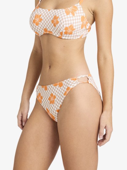 roxy, Mini Hula - Parte de baixo de biquíni de cobertura média para Mulher, WARM TAUPE HIBI SQUARE (cka6) Mini Hula - Medium Coverage Bikini Bottoms for Women  ERJX405071
