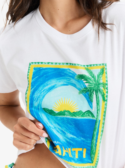 roxy, Atlas - T-shirt à manches courtes pour Femme, BRIGHT WHITE TAHITI (wbb6) Atlas - Short Sleeves T-Shirt for Women  ERJZT05921