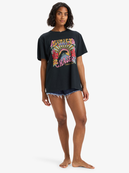 roxy, Sunnyoversize Stone Wash - Maglietta oversize da Donna, ANTHRACITE (kvj0) Sunnyoversize Stone Wash - Oversized T-Shirt for Women  ERJZT06023