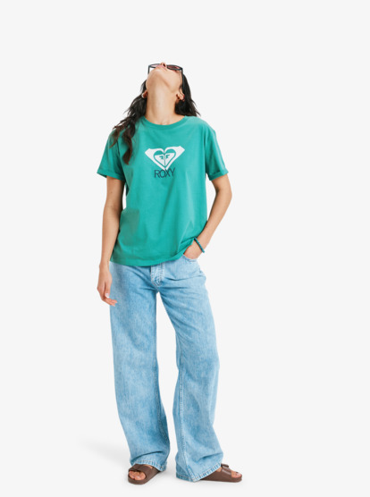 roxy, Ocean Road Art - T-Shirt à manches courtes pour Femme, DEEP GRASS GREEN (gmy0) Ocean Road Art - Short Sleeve T-Shirt for Women  ERJZT06054