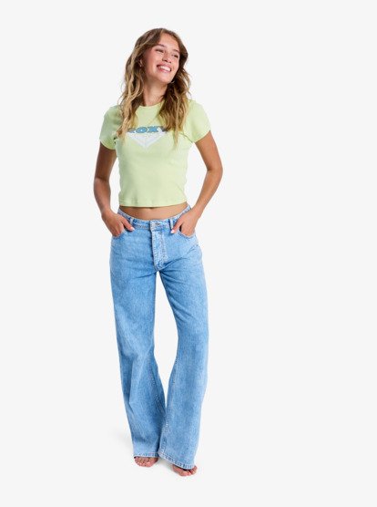 roxy, Beach Love - T-shirt court pour Femme, LIME SHERBET (gdp0) Beach Love - Cropped T-Shirt for Women  ERJZT06059
