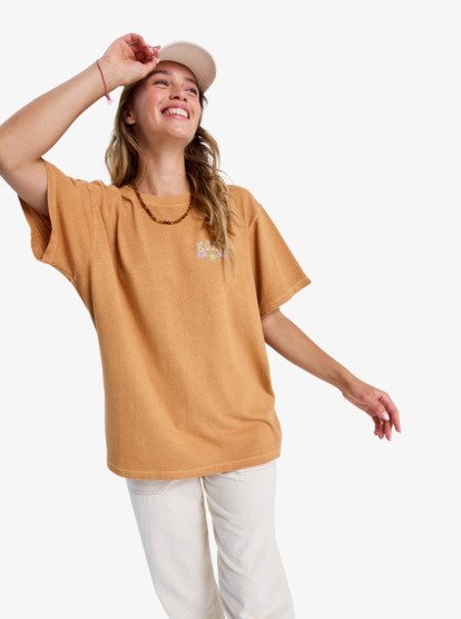 roxy, Sunny Stone Wash - Oversized T-Shirt for Women, ALMOND (cmd0) Sunny Stone Wash - Oversized T-Shirt for Women  ERJZT06060
