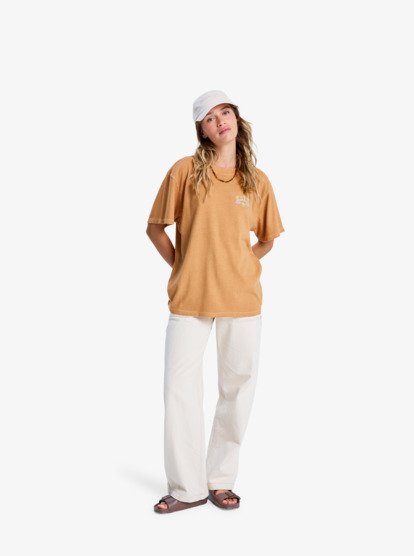 roxy, Sunny Stone Wash - Oversized T-Shirt for Women, ALMOND (cmd0) Sunny Stone Wash - Oversized T-Shirt for Women  ERJZT06060