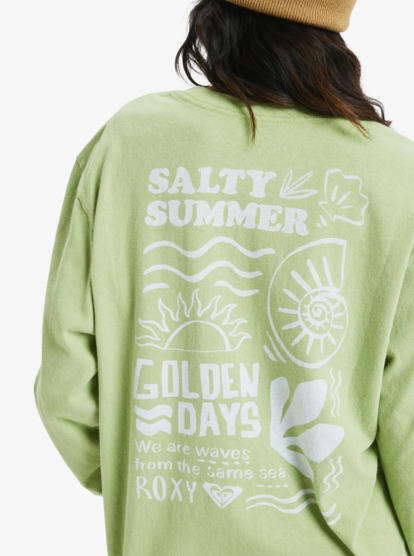 roxy, Hangloose Washed - T-shirt met Lange Mouwen voor Dames, LEAF GREEN (ghc0) Hangloose Washed - Long Sleeve T-Shirt for Women  ERJZT06061