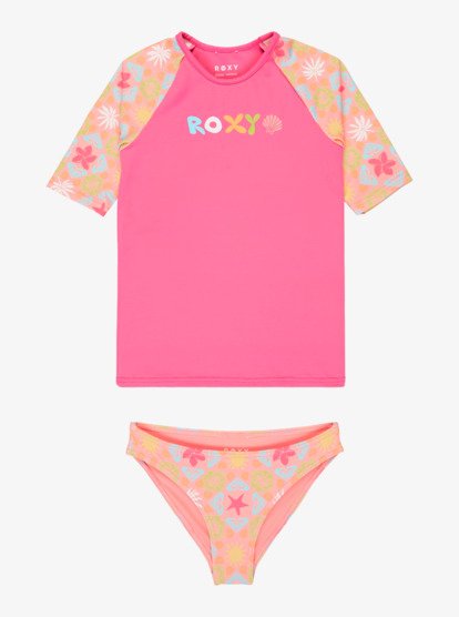 Check - Short Sleeve Rash Vest Set for Girls 2-7  ERLWR03357