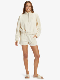 4 Half Zip Hike Quilted - Sweatshirt mit halbem Reißverschluss für Frauen Beige ARJFT04156 Roxy