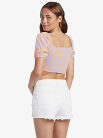 4 Flirty Walk Printed - Ruched Crop Top for Women Orange ARJKT03402 Roxy