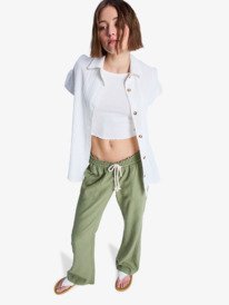 4 Oceanside - Pantal&oacute;n acampanado para Mujer Verde ARJNP03006 Roxy