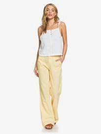 0 Oceanside - High Waisted Flared Beach Pants for Women Yellow ARJNP03155 Roxy