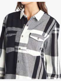 6 Let It Go Flannel - Long Sleeve Shirt for Women Black ARJWT03296 Roxy