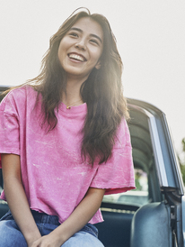 0 Washed Waves - T-shirt oversize pour Femme Rose ARJZT06964 Roxy
