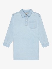 0 Beach Breaker - Long Sleeve Denim Shirt Dress for Girls 4-16 Blue ERGDD03002 Roxy