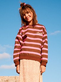 0 Little Things - Sweatshirt às riscas de estilo descontraído para raparigas 4-16 Pink ERGFT04023 Roxy
