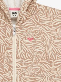 2 Twenty Five Miles - Felpa con cappuccio con cerniera stampata da Ragazza 4-16 Beige ERGFT04024 Roxy