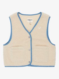 0 Simply Lucky - Veste gilet réversible en jean et doublée en sherpa pour Fille 4-16 Beige ERGJK03142 Roxy