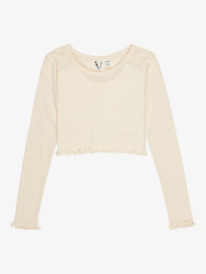 0 Hey Yeah Yeah Pointelle - Cropped Slim Fit Longsleeve für Mädchen 4-16 Beige ERGKT03274 Roxy