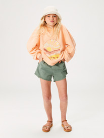 4 Scenic Route - Elasticated Waist Shorts for Girls 4-16 Green ERGNS03161 Roxy