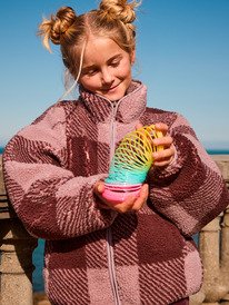 2 Like Electricity - Full Zip Relaxed Polar Fleece for Girls 4-16 Purple ERGPF03084 Roxy