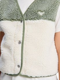 3 Iconic Color Block - Veste sans manches en sherpa pour Fille 4-16 Vert ERGPF03094 Roxy